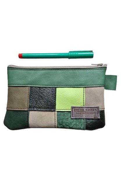 Etui Leer Patchwork Groen