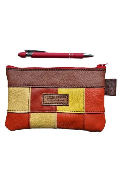 Etui Leer Patchwork Rood Oranje Geel