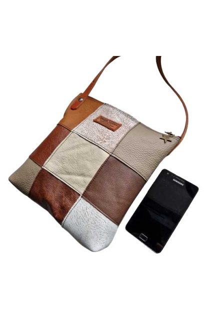 Tas Leer Patchwork Bruin