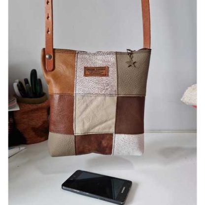 Tas Leer Patchwork Bruin - Afbeelding 4