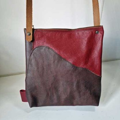 Tas Leer Patchwork Roze Rood - Afbeelding 2