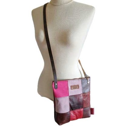 Tas Leer Patchwork Roze Rood - Afbeelding 3