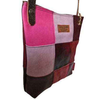 Tas Leer Patchwork Roze Rood - Afbeelding 5
