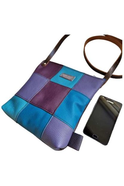 Tas Leer Patchwork Blauw Paars