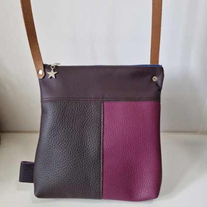 Tas Leer Patchwork Blauw Paars - Afbeelding 3