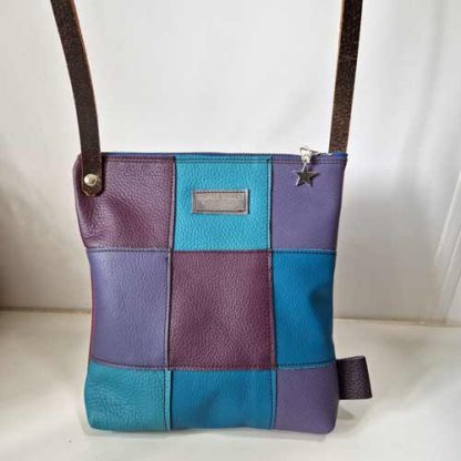 Tas Leer Patchwork Blauw Paars - Afbeelding 2