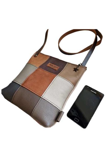 Tas Leer Patchwork Bruin