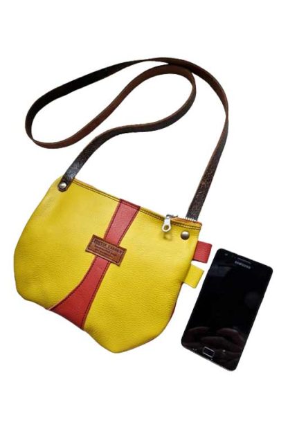 Tas Slingbag Leer Geel Oranje