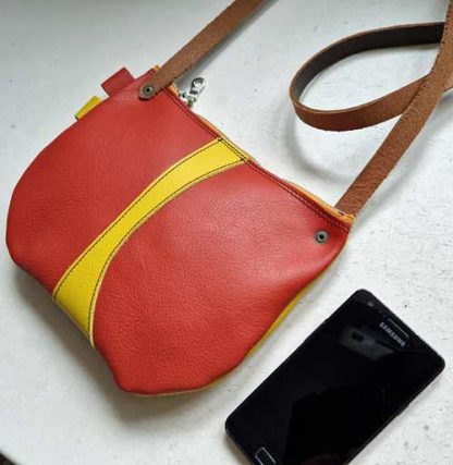 Tas Slingbag Leer Geel Oranje - Afbeelding 5