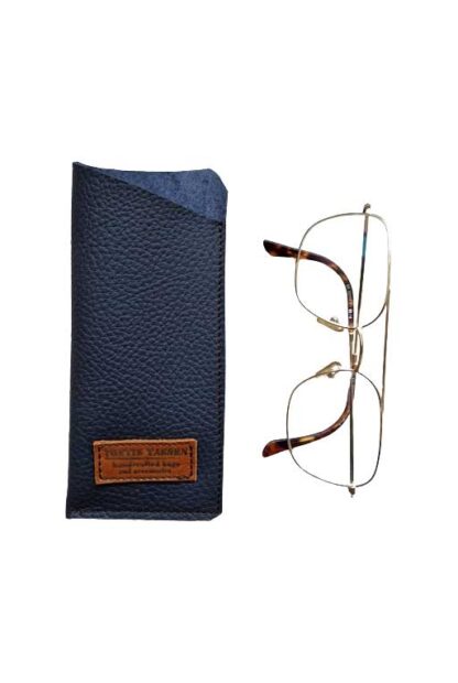 Brillenkoker Leer Blauw maat S