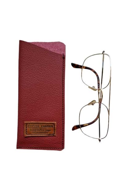 Brillenkoker Leer Rood maat S