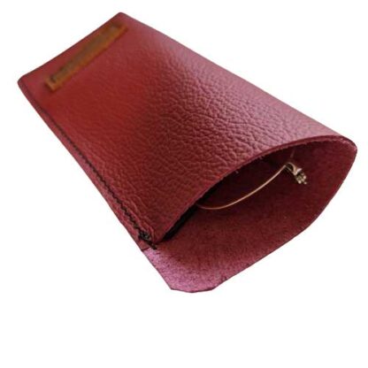 Brillenkoker Leer Rood maat S - Afbeelding 2