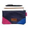 Etui Leer Patchwork Blauw Roze