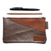 Etui Leer Patchwork Goud Cognac