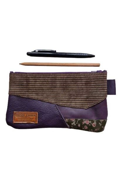 Etui Leer Patchwork Paars Bruin