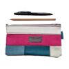 Etui Leer Patchwork Roze Blauw Wit